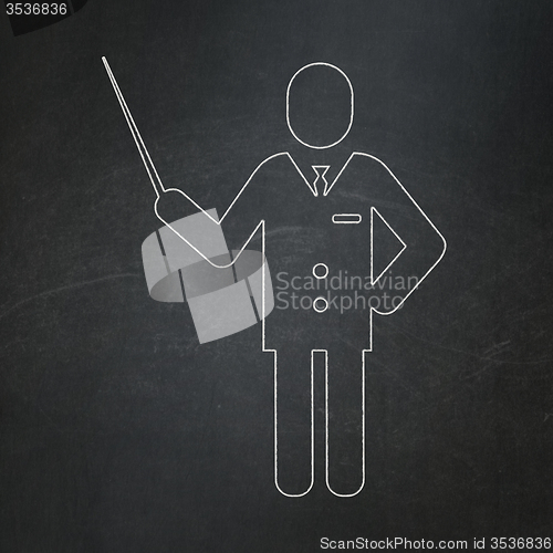 Image of Learning concept: Teacher on chalkboard background