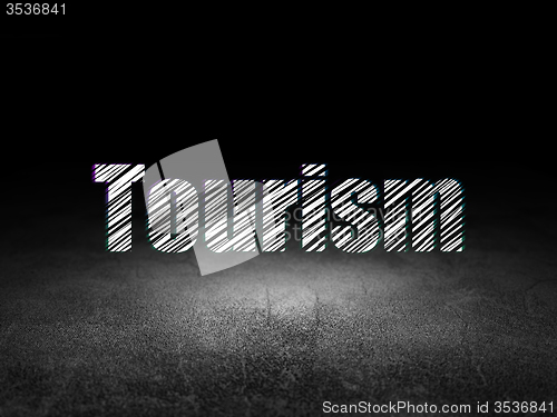 Image of Vacation concept: Tourism in grunge dark room