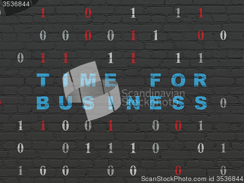 Image of Finance concept: Time for Business on wall background