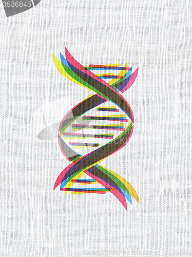 Image of Science concept: DNA on fabric texture background
