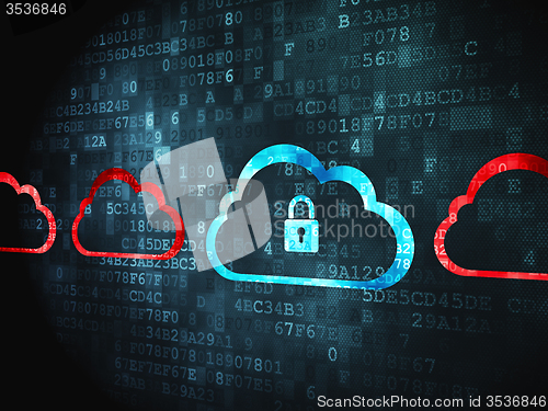 Image of Cloud computing concept: Cloud With Padlock on digital background