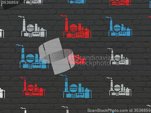 Image of Manufacuring concept: Oil And Gas Indusry icons on wall background