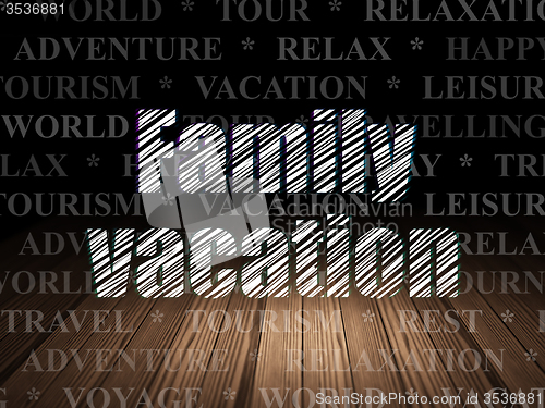 Image of Tourism concept: Family Vacation in grunge dark room