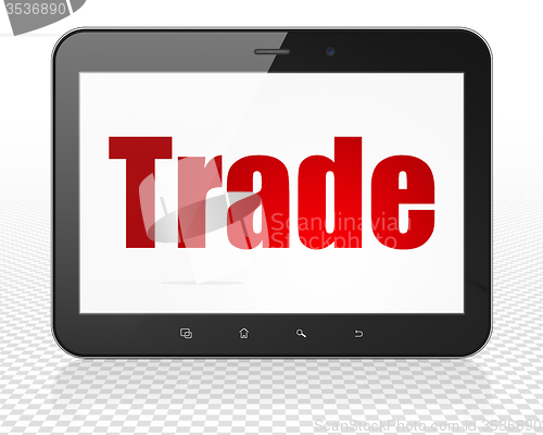 Image of Finance concept: Tablet Pc Computer with Trade on display