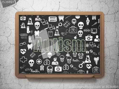 Image of Medicine concept: Autism on School Board background