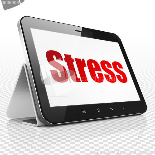 Image of Health concept: Tablet Computer with Stress on display