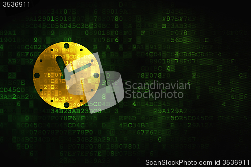 Image of Time concept: Clock on digital background