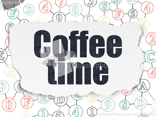 Image of Time concept: Coffee Time on Torn Paper background