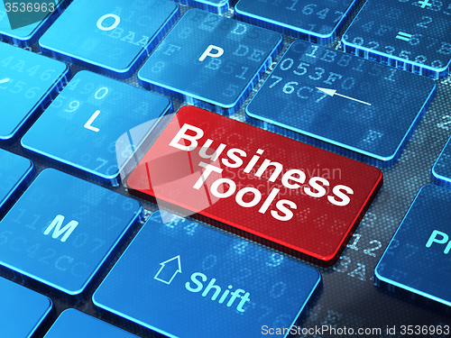 Image of Business concept: Business Tools on computer keyboard background