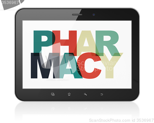 Image of Healthcare concept: Tablet Computer with Pharmacy on  display