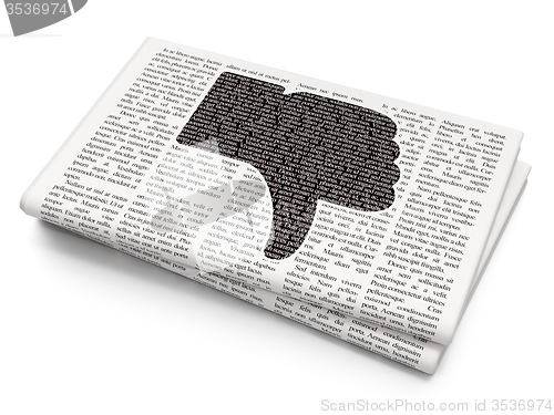 Image of Social media concept: Thumb Down on Newspaper background