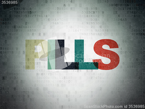 Image of Health concept: Pills on Digital Paper background
