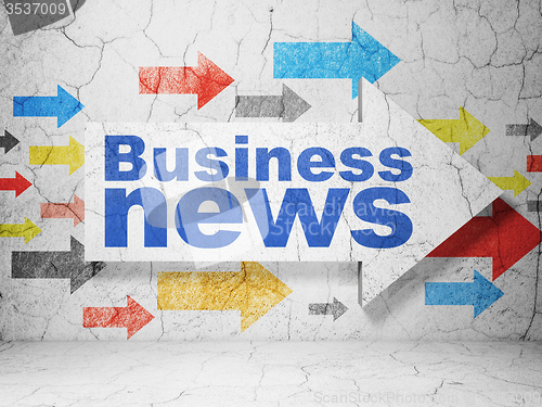 Image of News concept: arrow with Business News on grunge wall background