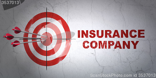 Image of Insurance concept: target and Insurance Company on wall background