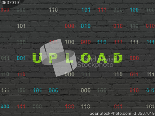 Image of Web design concept: Upload on wall background