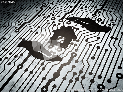 Image of Insurance concept: circuit board with House And Palm