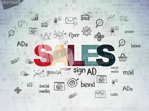 Image of Advertising concept: Sales on Digital Paper background