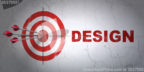 Image of Advertising concept: target and Design on wall background