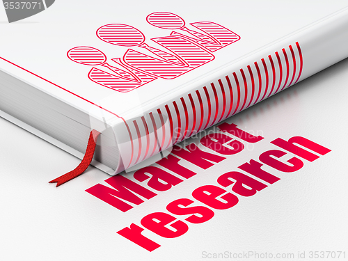 Image of Advertising concept: book Business People, Market Research on white background