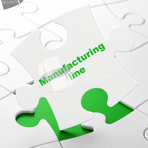 Image of Industry concept: Manufacturing Line on puzzle background