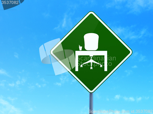 Image of Finance concept: Office on road sign background