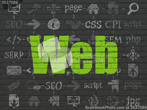 Image of Web design concept: Web on wall background