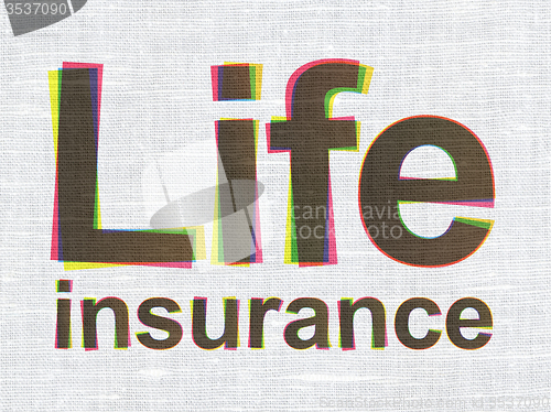Image of Insurance concept: Life Insurance on fabric texture background