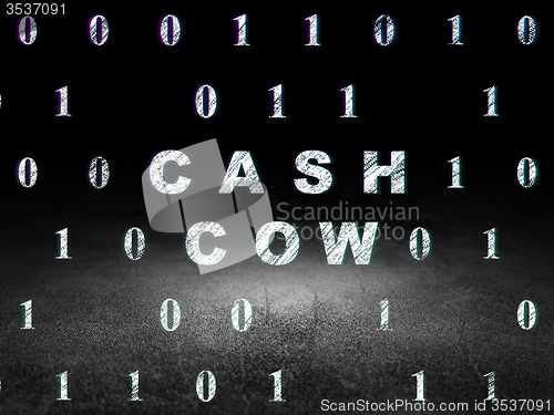 Image of Finance concept: Cash Cow in grunge dark room