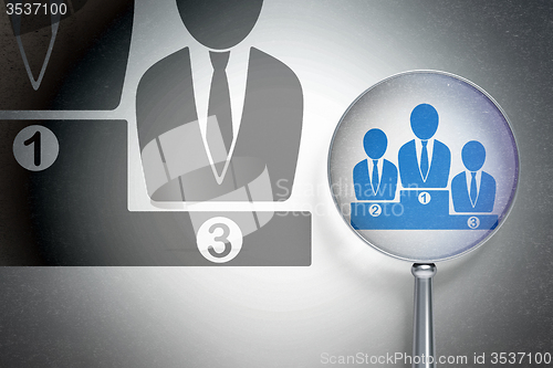 Image of Finance concept:  Business Team with optical glass