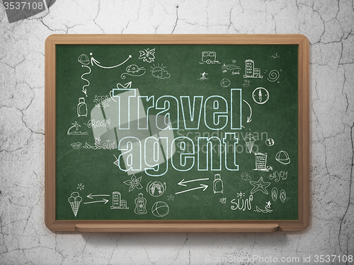 Image of Travel concept: Travel Agent on School Board background