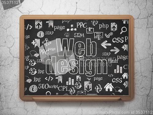 Image of Web development concept: Web Design on School Board background