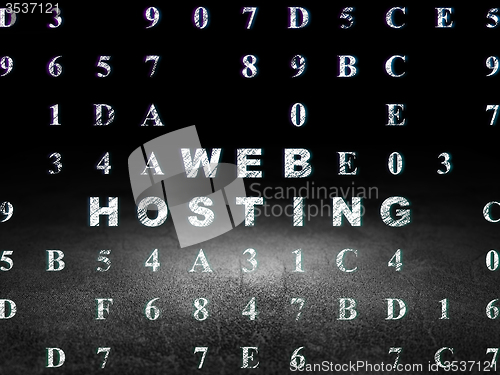Image of Web development concept: Web Hosting in grunge dark room