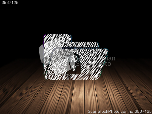 Image of Finance concept: Folder With Lock in grunge dark room