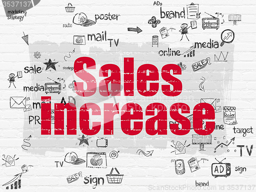 Image of Advertising concept: Sales Increase on wall background