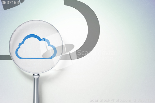 Image of Cloud computing concept:  Cloud with optical glass on digital background