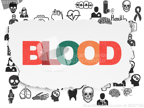 Image of Medicine concept: Blood on Torn Paper background