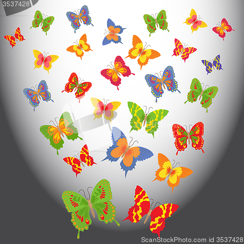 Image of Cartoon butterflies in a light space