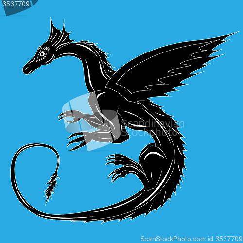 Image of Black dragon on the blue