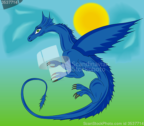 Image of Blue dragon in the sky