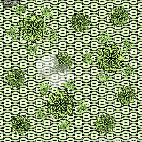 Image of Decorative flowers on grid background