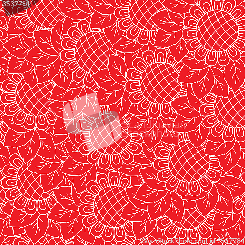 Image of Sunflowers red seamless pattern
