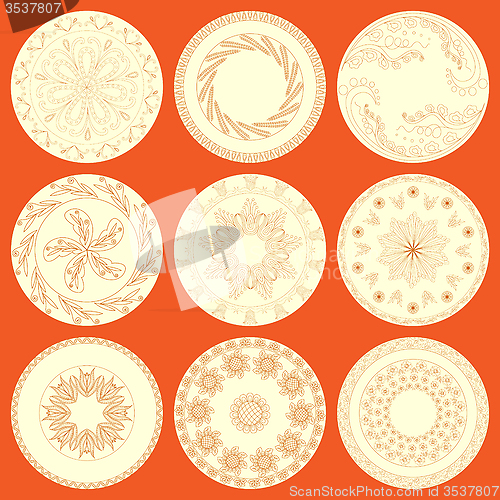 Image of Nine Patterned Plates