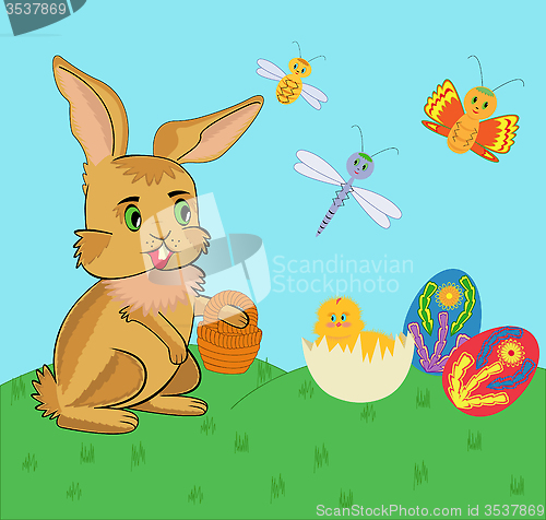 Image of Easter bunny and chicken