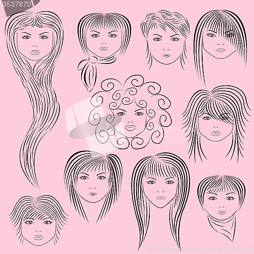 Image of Female Hairstyles Illustration