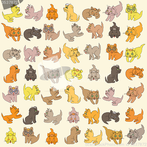 Image of Set Of Kittens. Editable Vector Illustration