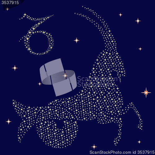 Image of Zodiac sign Capricorn on the starry sky