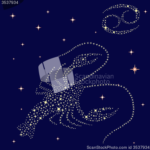 Image of Zodiac sign Cancer on the starry sky