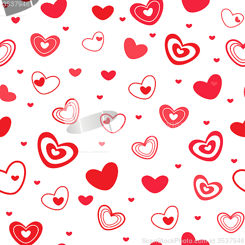 Image of Seamless pattern with different red hearts