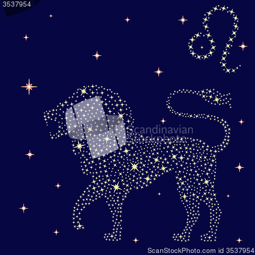 Image of Zodiac sign Leo on the starry sky