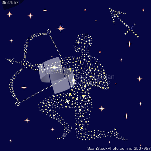 Image of Zodiac sign Sagittarius on the starry sky